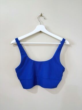Beach Riot Sport Crop Top Bra Women L Blue Ribbed Athleisure Chic Activewear Gym